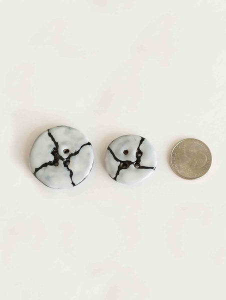 Handmade ceramic button: Giraffe White Medium