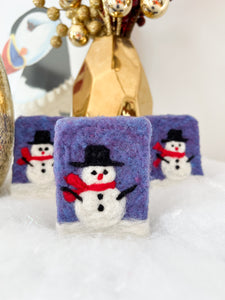 Hand Needle Felted Snowman Soap