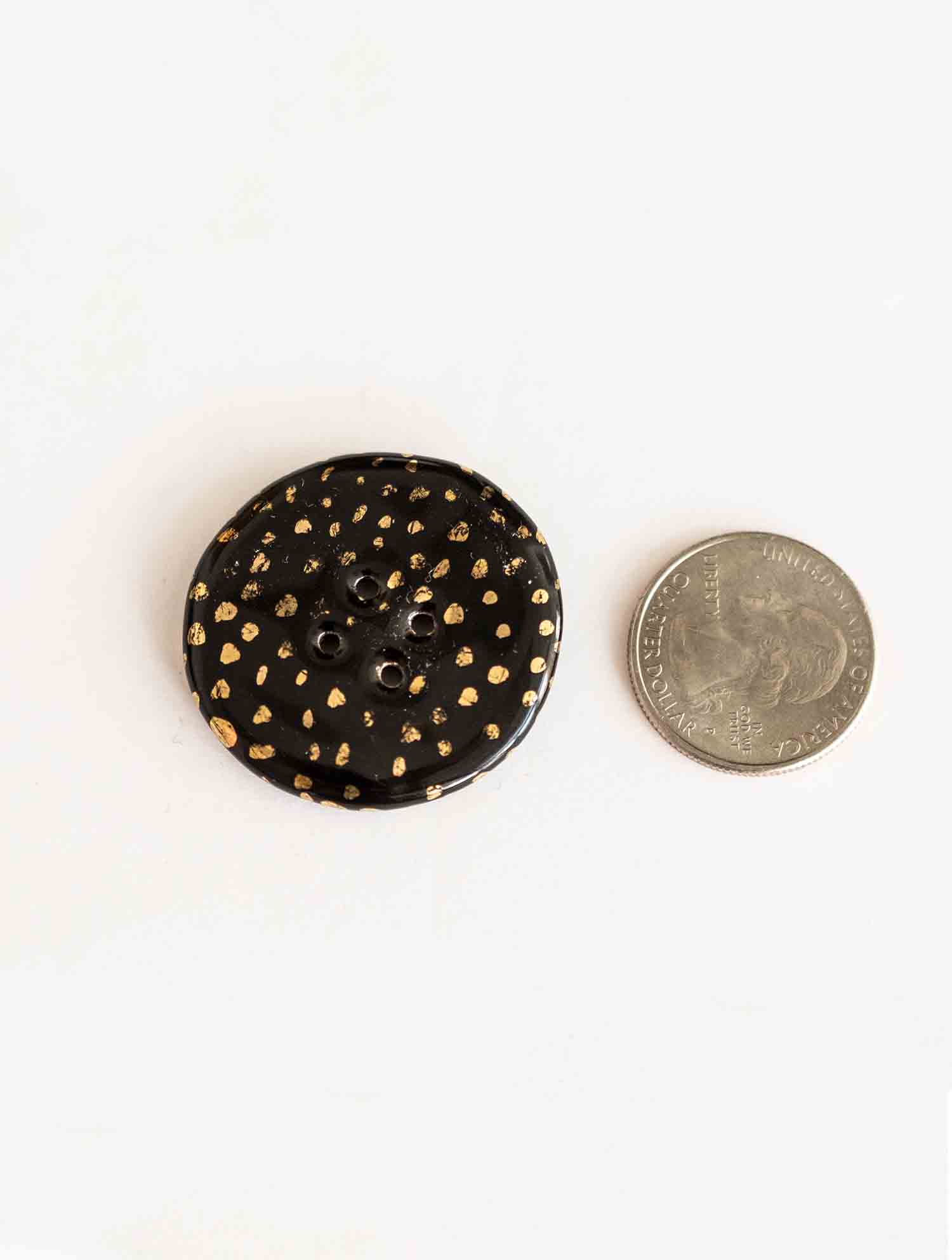 Handmade ceramic buttons: Black & Gold Large