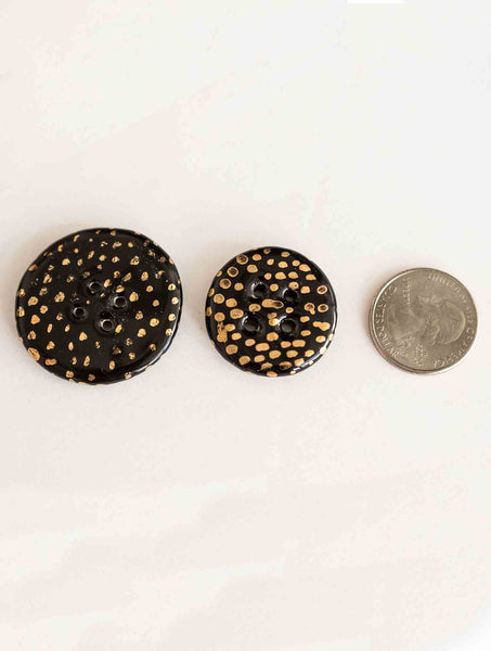 Handmade ceramic buttons: Black & Gold Medium